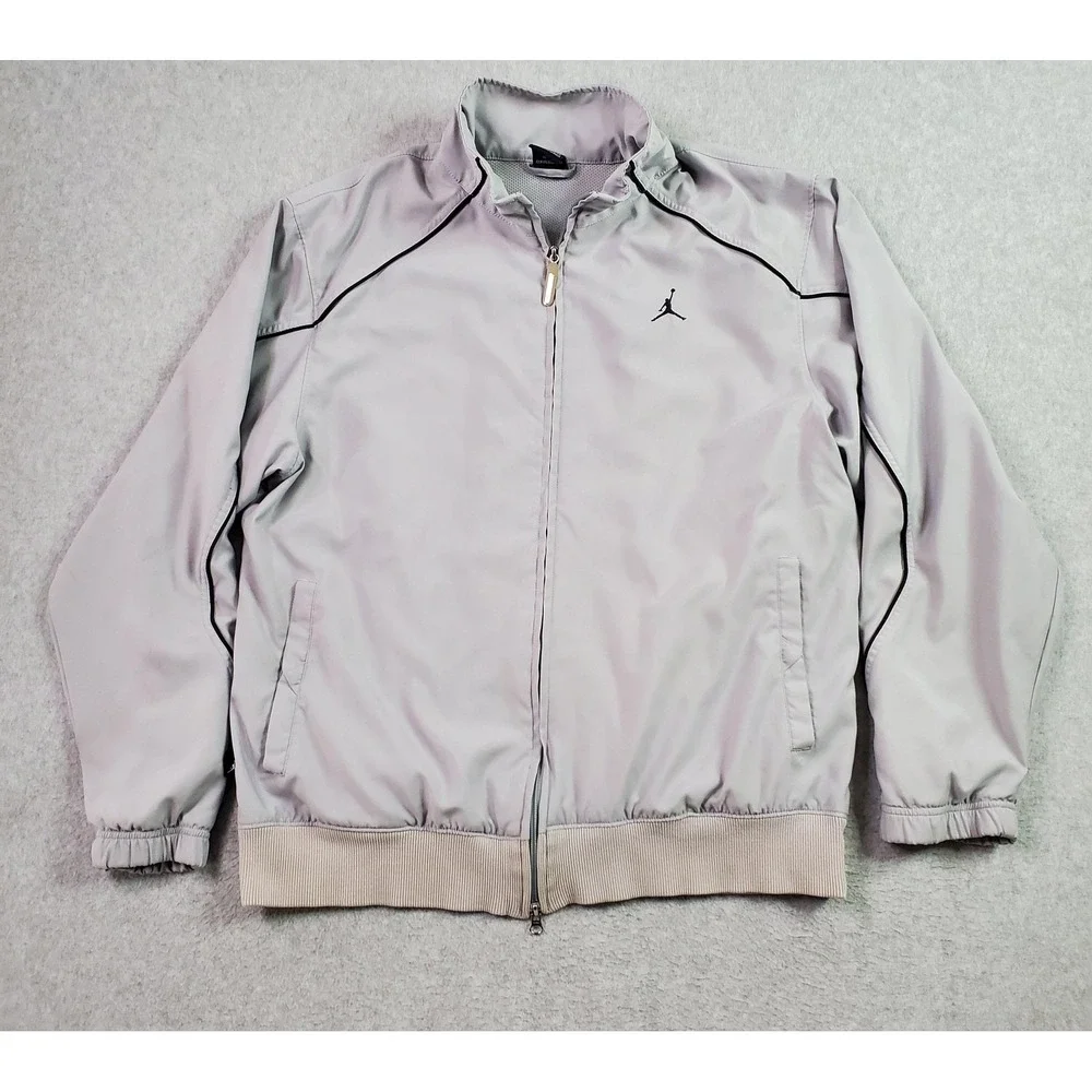 Jordan Jacket Mens Large Gray Full Zip Bomber Windbreaker Jumpman 332721-071